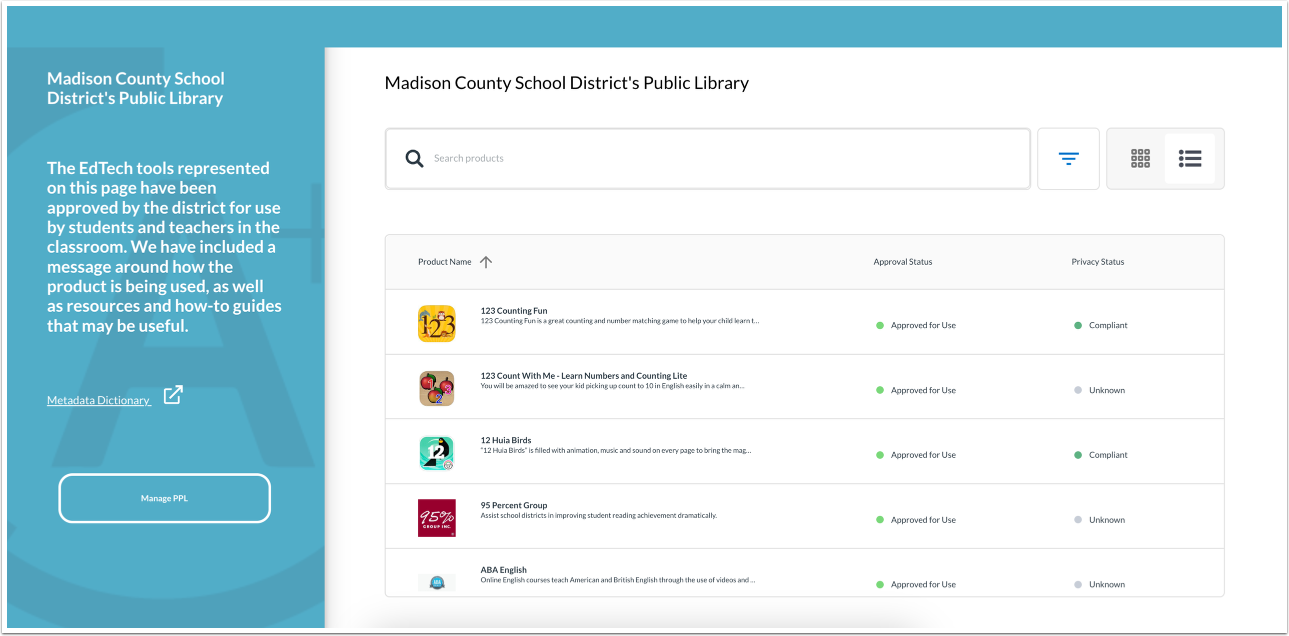 The Public Product Library