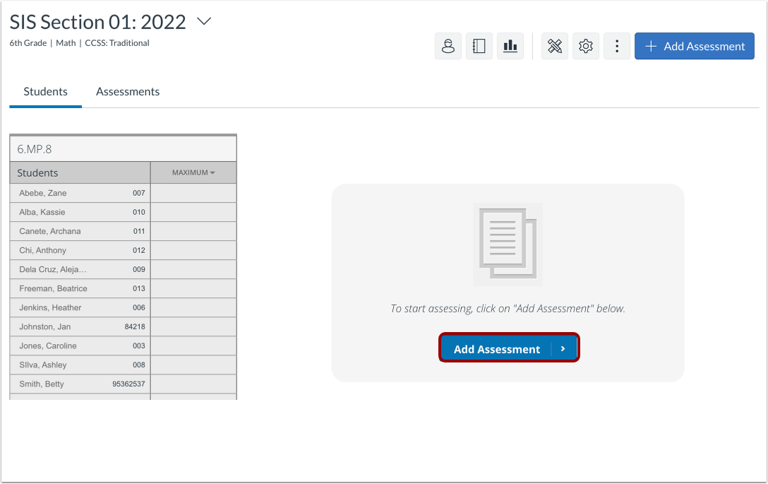 Add First Assessment