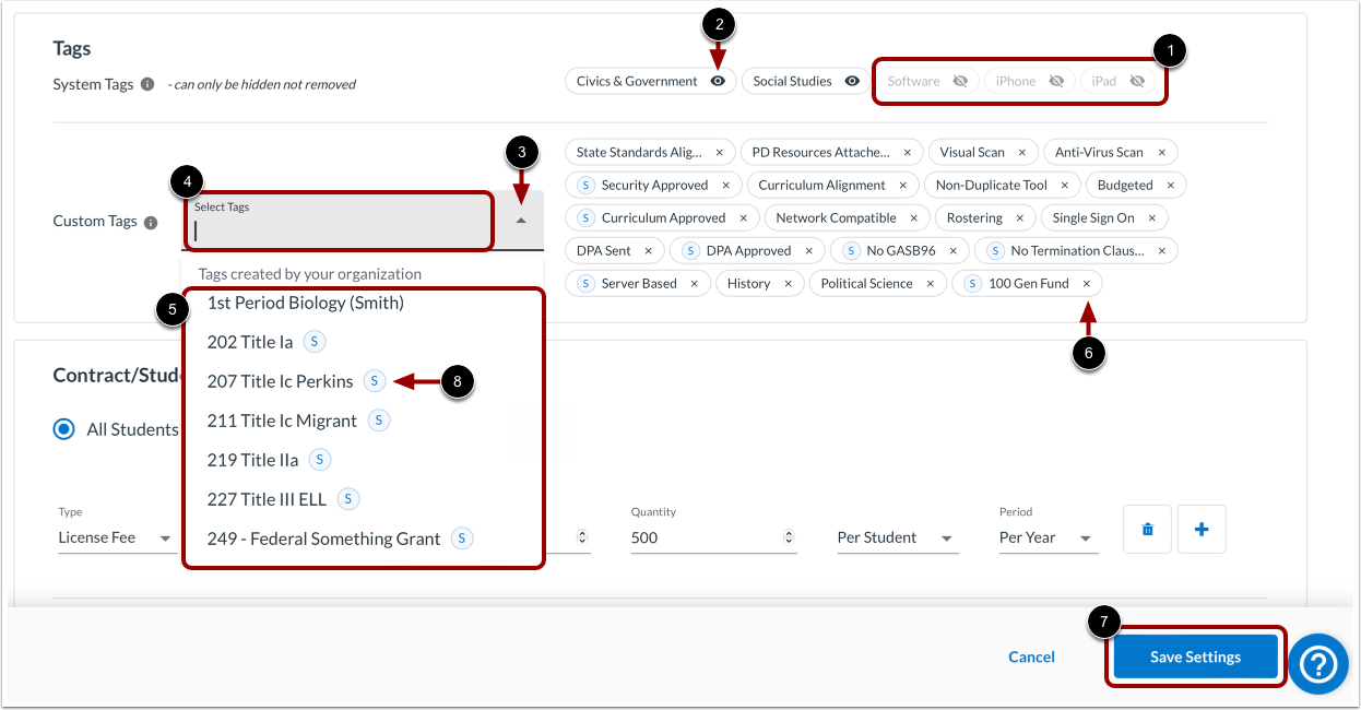 Search, Select, or Hide Tag