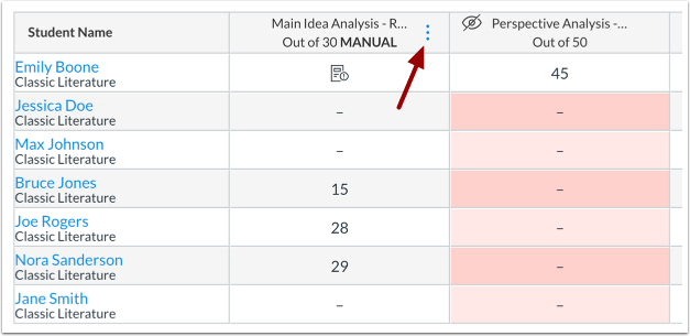 Open Assignment Menu