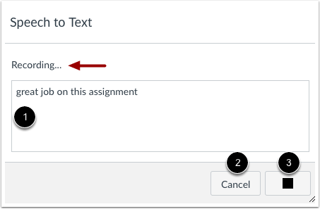 View Speech-to-Text Dialog Box