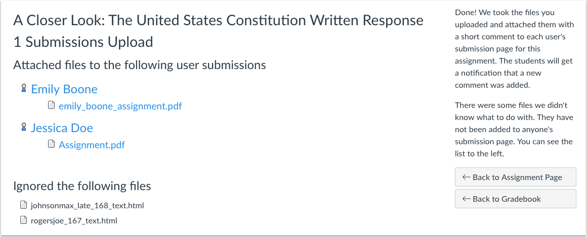 View Uploaded Submissions