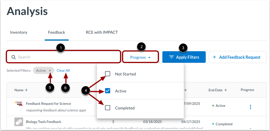 Search or Filter Table