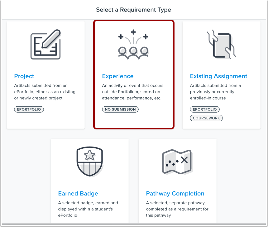 Select Experience Requirement Type