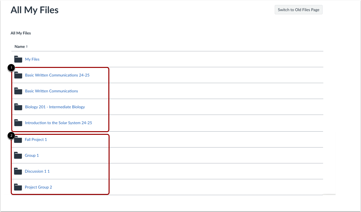 View Course and Group Files