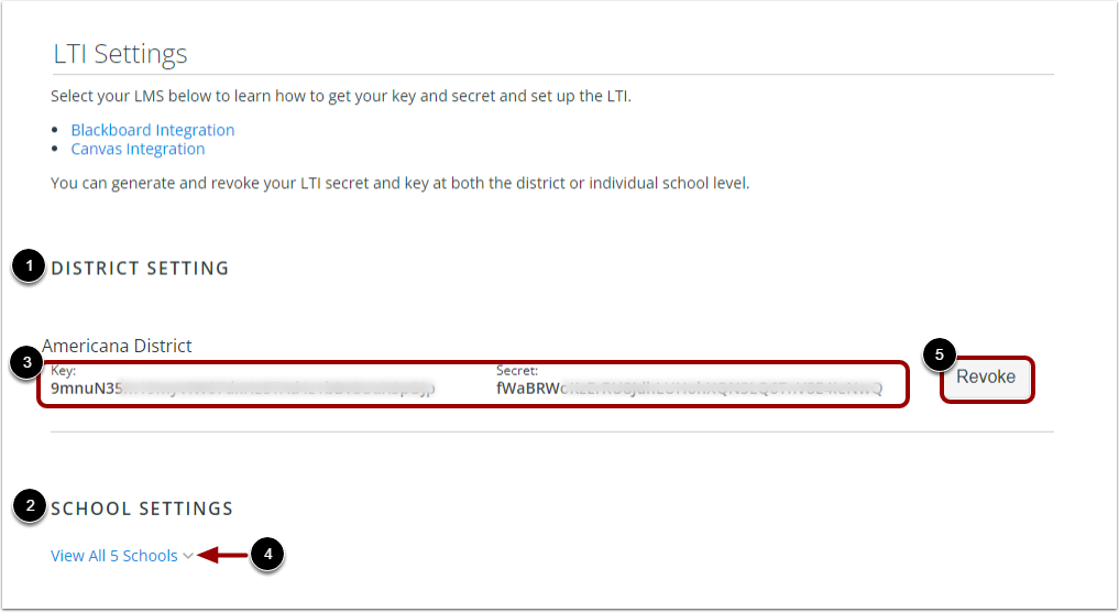 View LTIi Settings Page