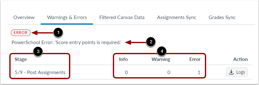 View Warning or Error Details