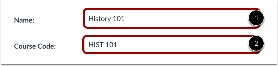 Edit Course Name and Code