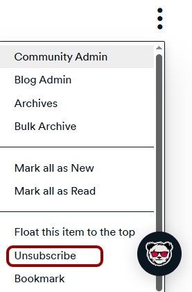 Unsubscribe from Page or Area