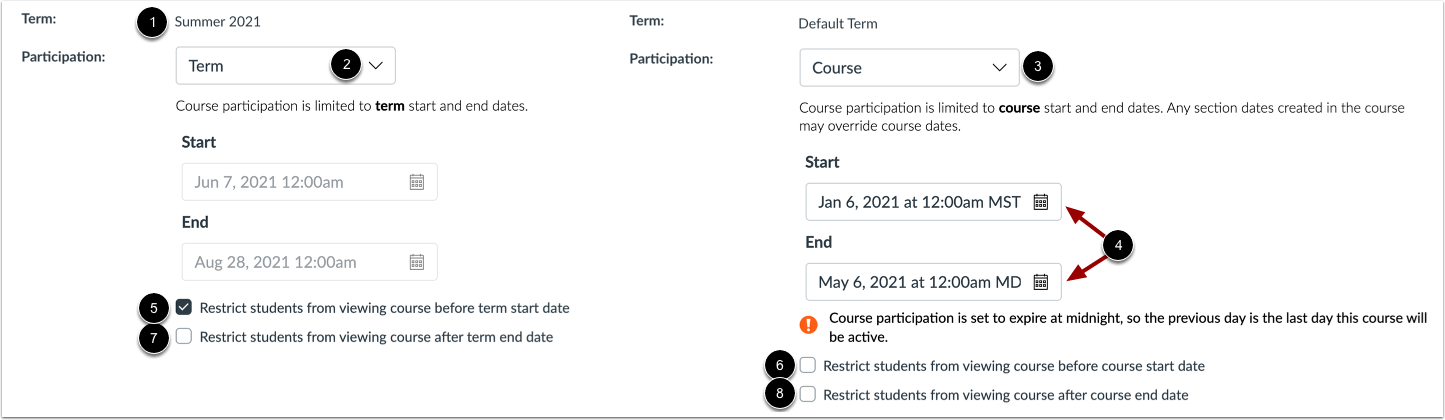 Set Restriction Options