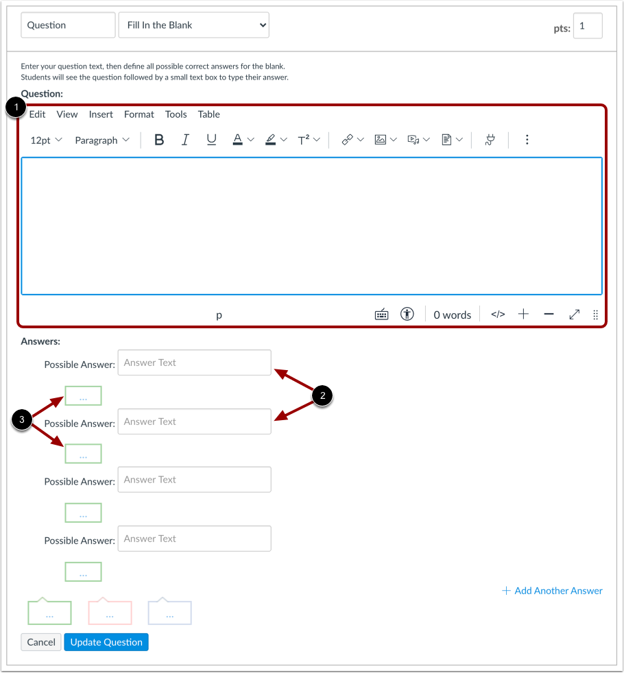 Edit Fill-in-the-Blank Question
