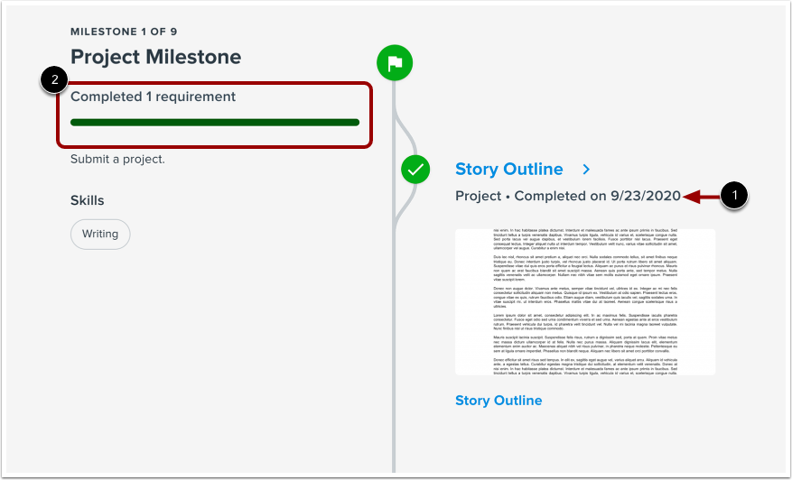 View Completed Milestone