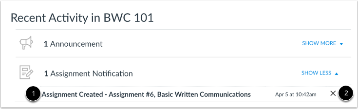 Manage Recent Activity
