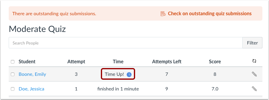 View Outstanding Submissions