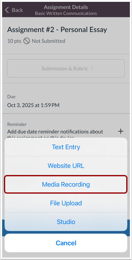 Select Media Recording