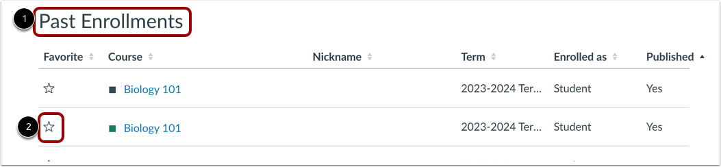 View Past Enrollments