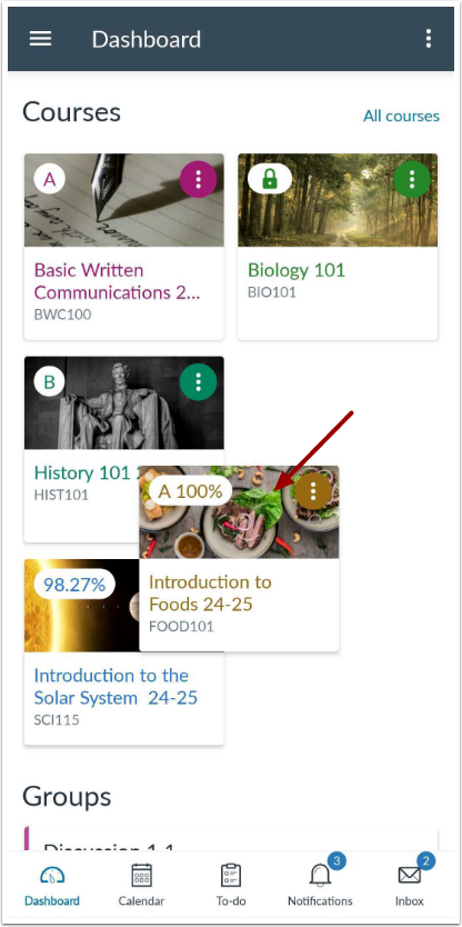 Reorder Course Cards