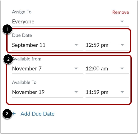 Edit Availability and Due Dates