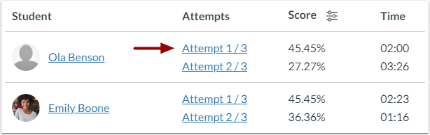 View Student Attempt