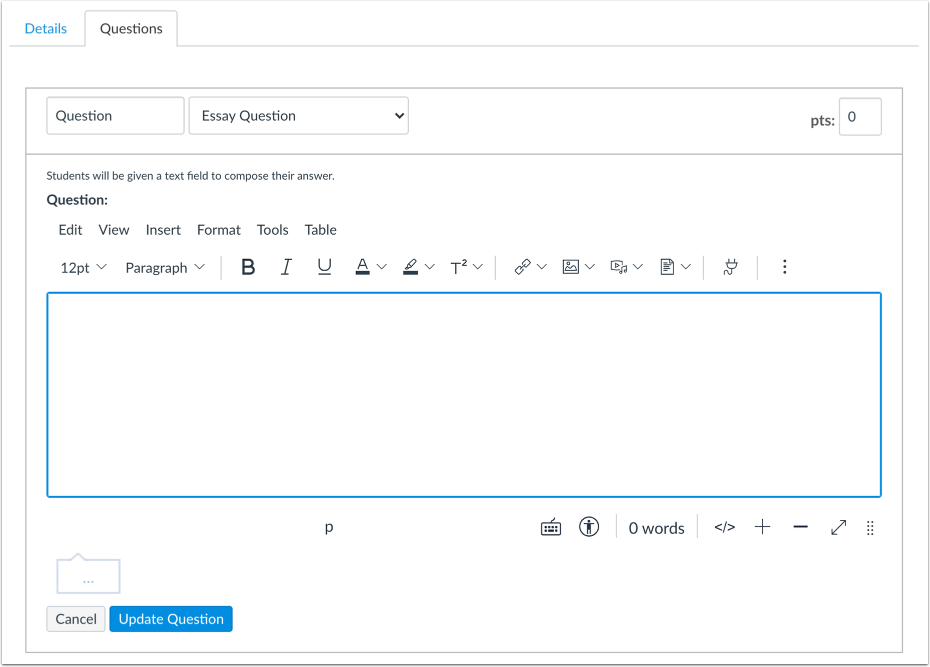 Add Course Content to Quiz Question