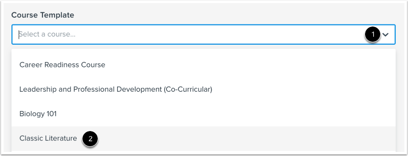 Select Course Template