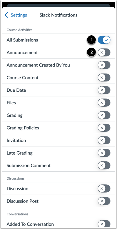 Set Slack Notification Preferences