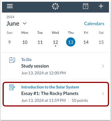 View Individual Event or Assignment