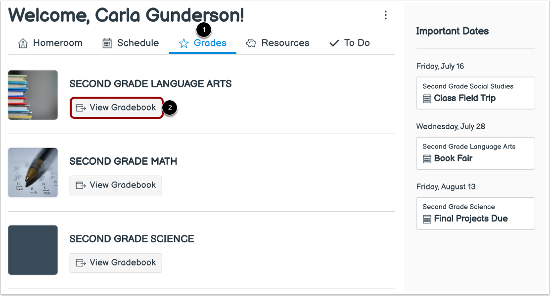 View Homeroom Grades