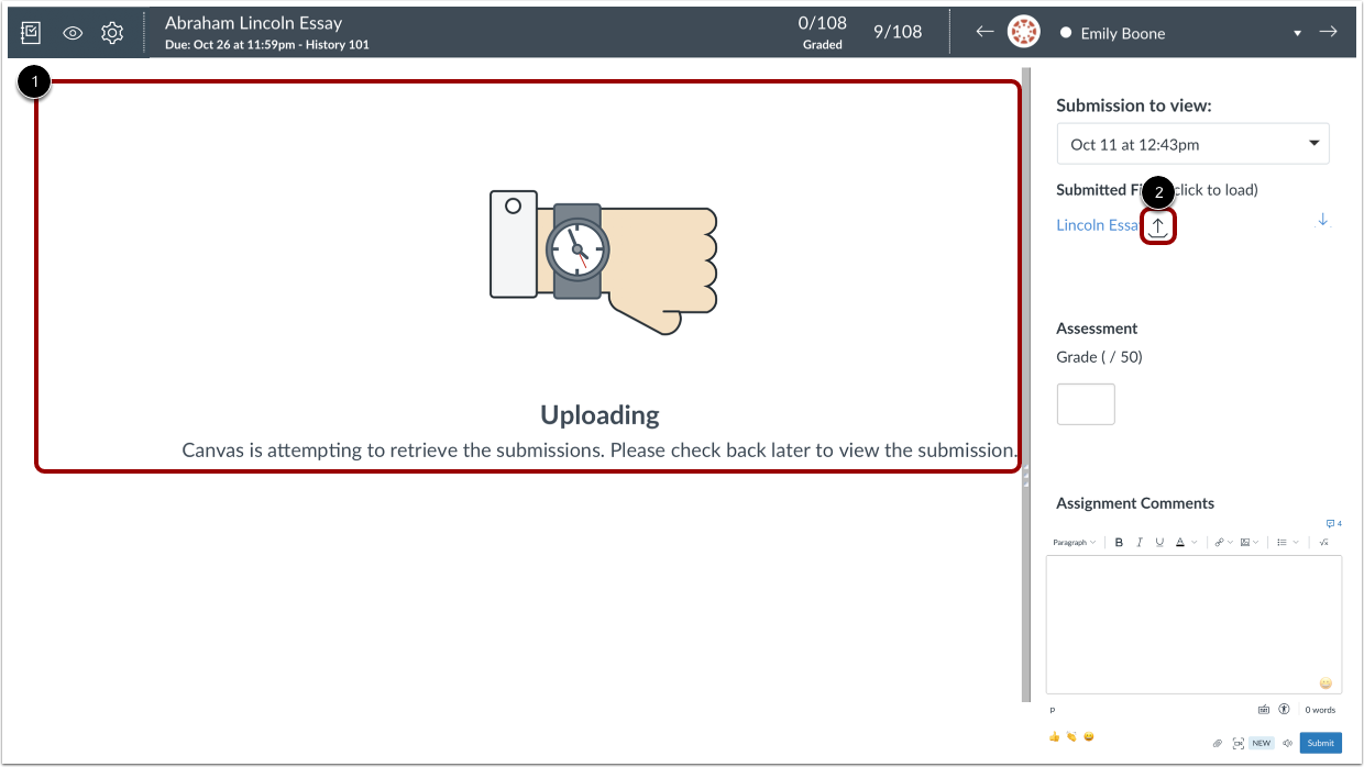 View Uploading Submissions