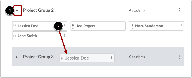 Move Student via Drag and Drop