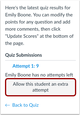 Add Extra Attempt through Student Quiz Results