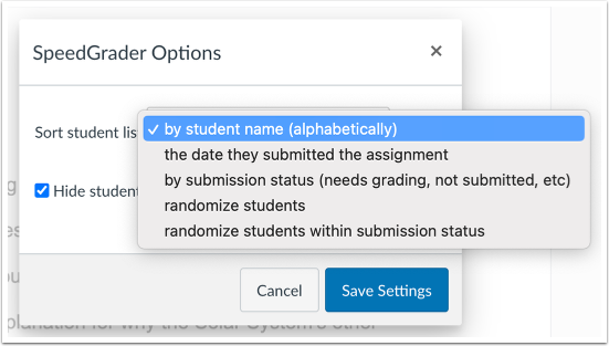 Select Sorting Option