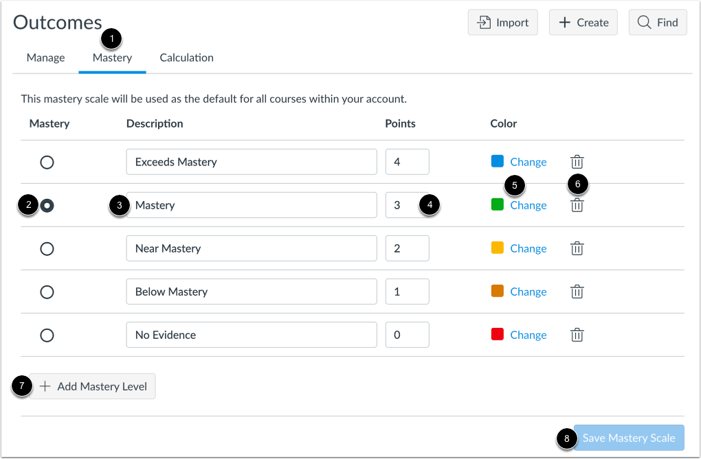 View Mastery Settings