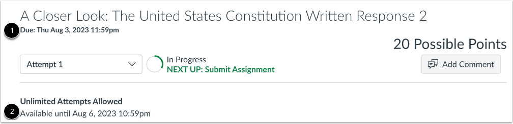 View Assignment with Availability Dates
