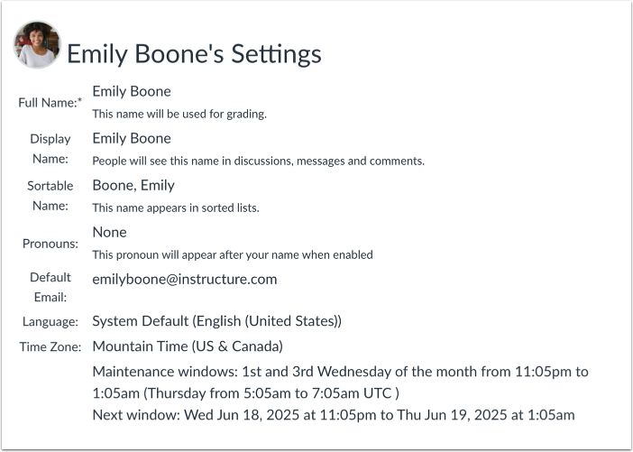 Personal User Settings