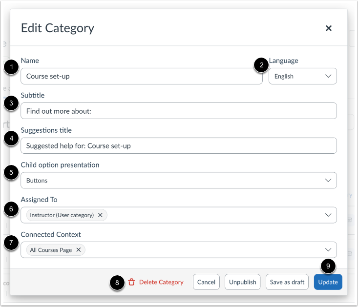 Edit Category Details