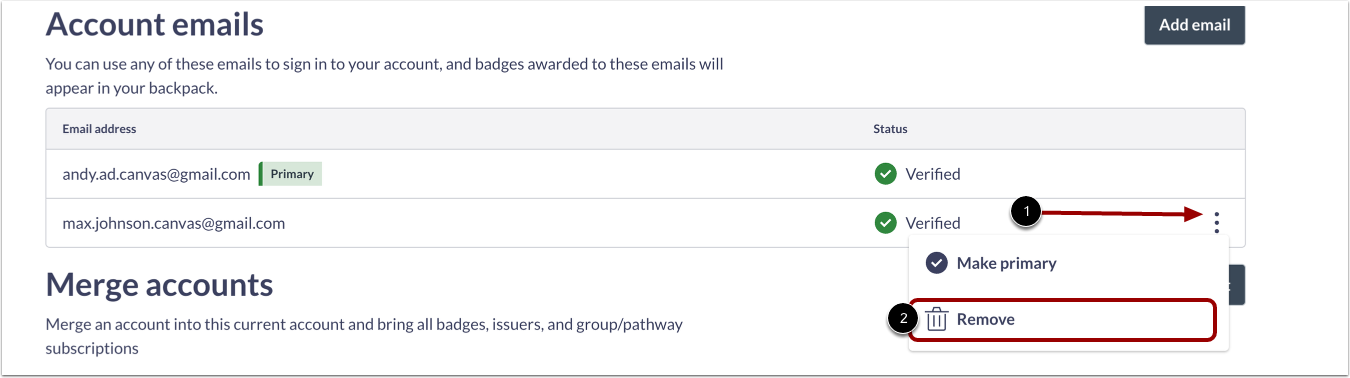 Remove Email Address from Your Canvas Badges/Credentials Account