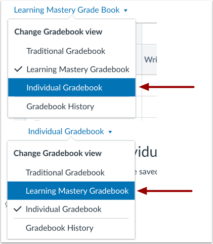 Switch to Individual Gradebook