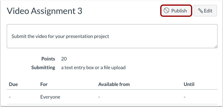 Publish Assignment from Individual Assignment