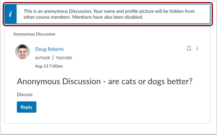 View Anonymous Discussion Message