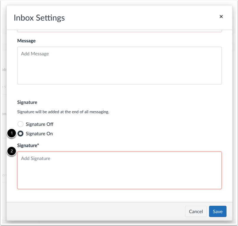 View Signature Settings