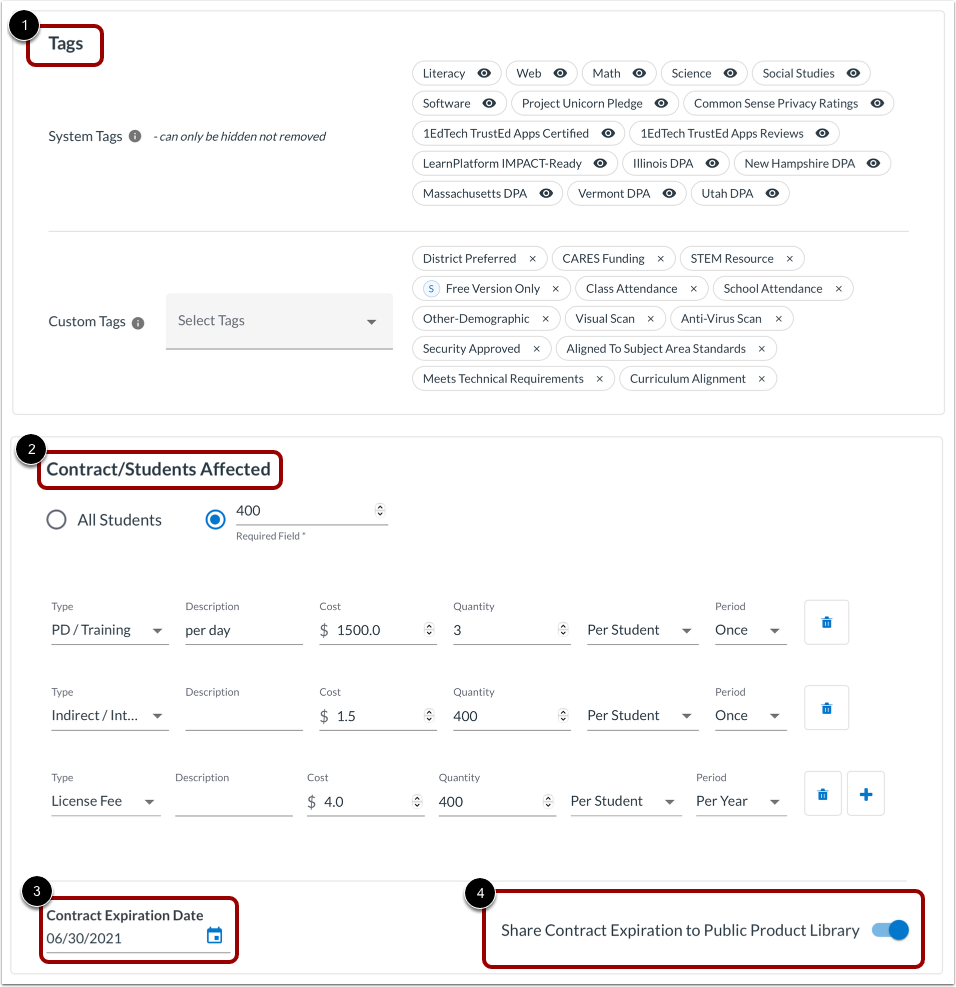 Edit Tags or Contracts