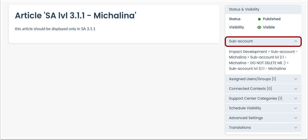 View Support Article Details