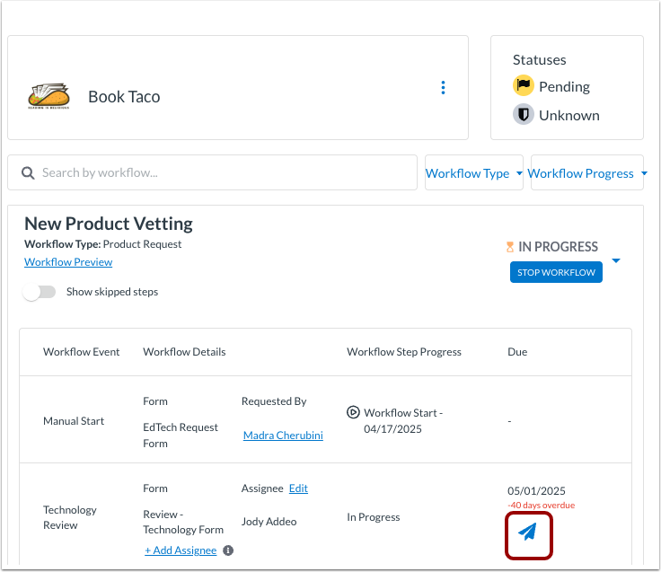 Send Reminder to Reviewer