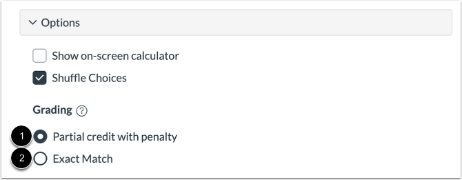 Select Grading Option