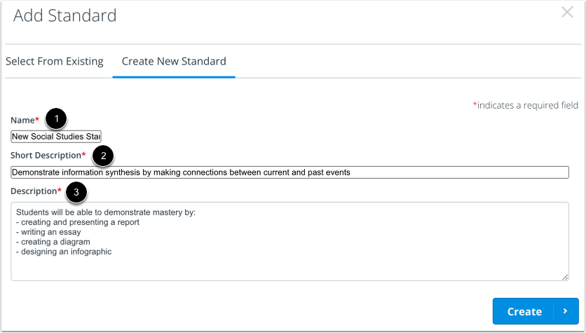 Add New Standard Details