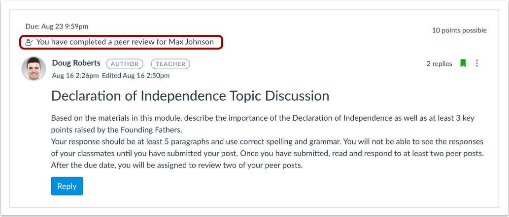 Confirm Completed Peer Review