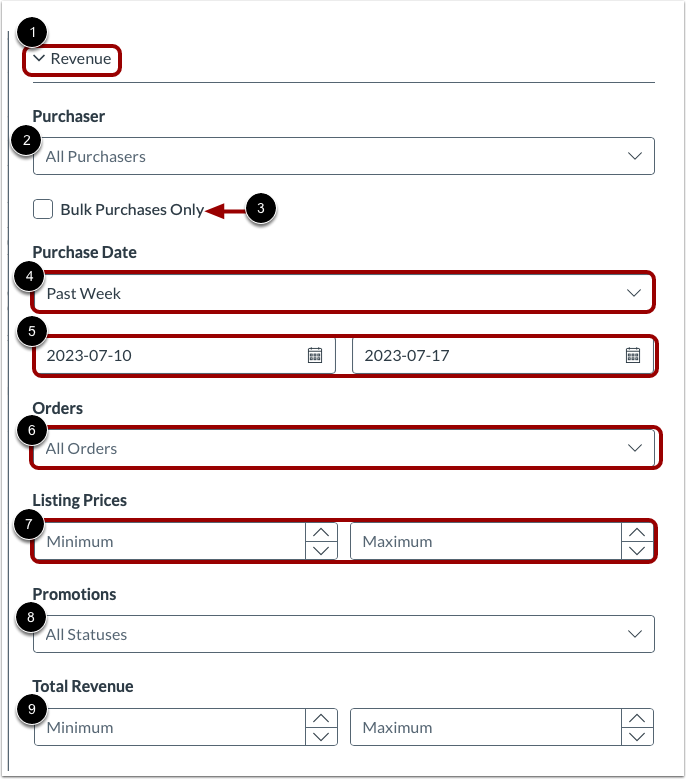 View Additional Filters