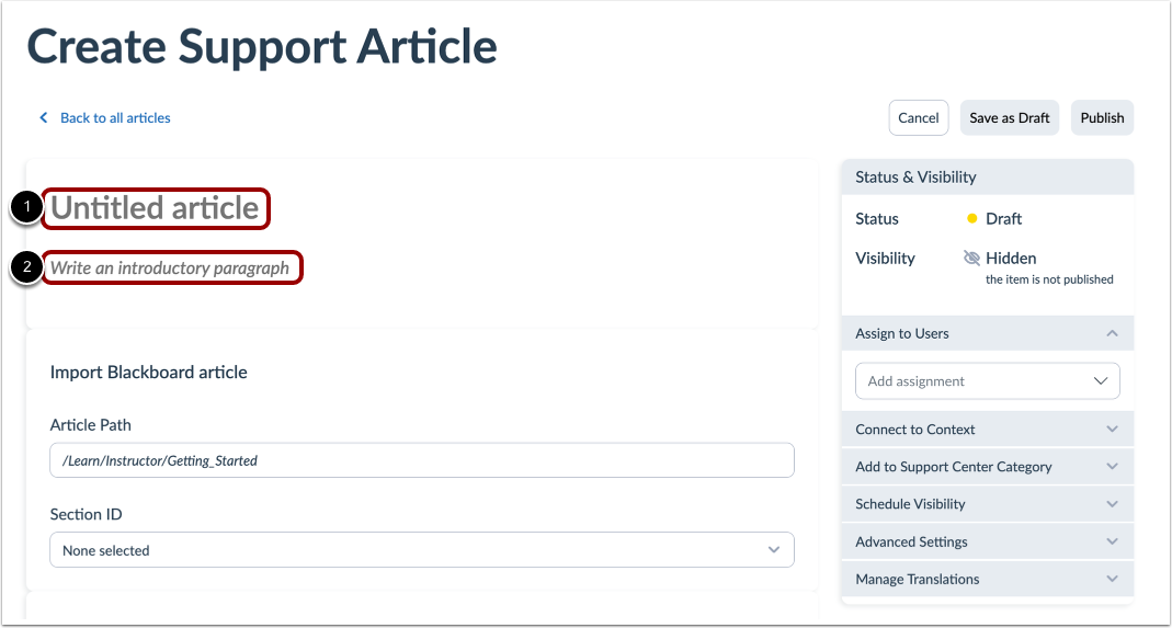 Create Support Article
