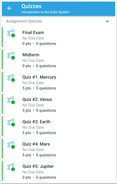 View Quizzes